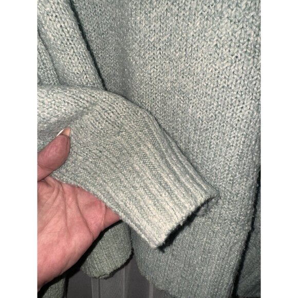 Free People Sage Green Knit V-Neck Oversized Sweater Womens XL Tunic - Picture 5 of 5